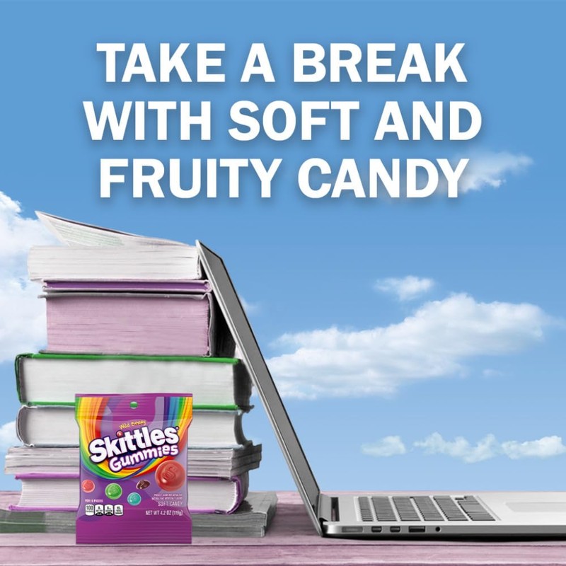 SKITTLES Gummies Wild Berry Fruit Gummy Candy, 4.2 Oz Bags