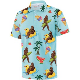 Men's Golf Polo Shirts Funny Short Sleeve Golf Shirts for Men Performance Moisture Wicking Quick Dry Athletic Casual Shirts