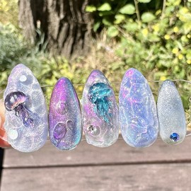 Yunseul Jellyfish Handmade Nail Tips - Almond / 윤슬 젤리피쉬 수제네일팁 - 아몬드