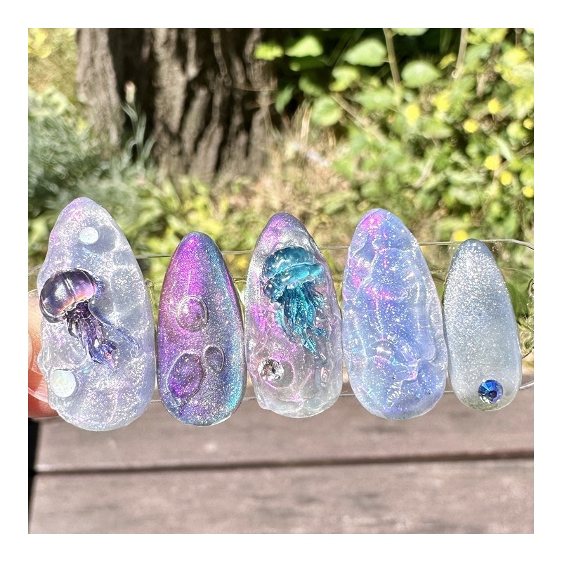 Yunseul Jellyfish Handmade Nail Tips - Almond / 윤슬 젤리피쉬