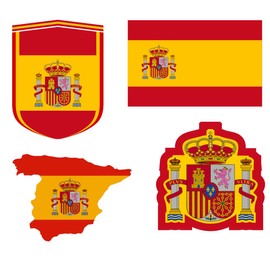 Daged Spain Sticker Card Pack of 8 – Car Sticker Motorcycle Biker Flag Vinyl AKN