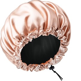 Silk Bonnet, Satin Bonnet with Round Hairbrush Reversible Double Silky Satin Layers Sleep Bonnet (AU, Alpha, One Size, Gold)