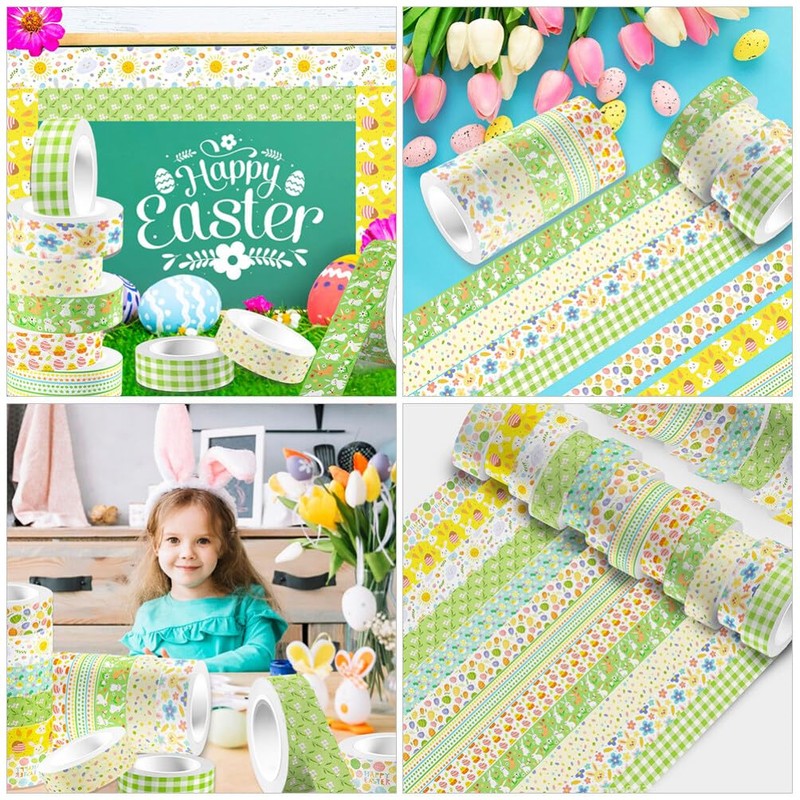 SEWACC Easter Washi Tape:12 Rolls Spring Flower Masking Tape Happy