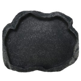 Baby Tortoise Water Dish Bathing Station for Outside Bearded Dragon Food Bowl Bowls Reptiles & Amphibians Feeding Slate Frog Gecko Giant African Land Snail Heepdd Reptile Large (Emerald Black)