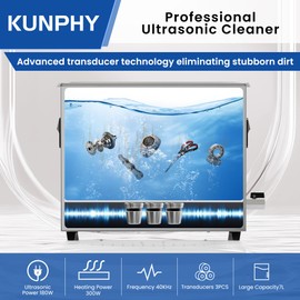 kunphy KUNPHY Ultrasonic Cleaner, 7L(1.85 gal) 40kHz Jewelry Cleaner Ultrasonic Machine with Heater, Degas & Timer, Stainless Steel Industrial Sonic Cleaner for Jewelry, Dentures, Glasses, Parts