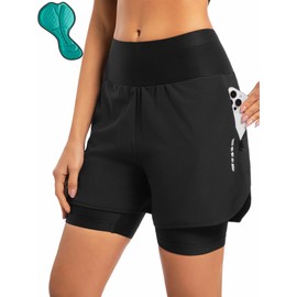 qualidyne Women's Mountain Bike Shorts 4D Padded Cycling Shorts Biking MTB Bicycle Shorts for Women Zipper Pockets