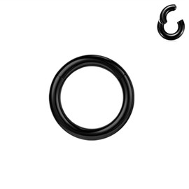 BodyAce Black Hinged Segment Clicker PA Rings, 2G 4G 6G 8G 10G 12G Large Spring Action BCR Rings, Surgical Steel Septum Nose Rings Ear Gauges Earrings Hoops [12G(2mm),Hoops:12mm]