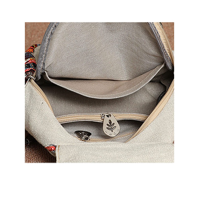POPUCT Cotton Boho Small Backpack Fashion Hand Knitting Mini Chest