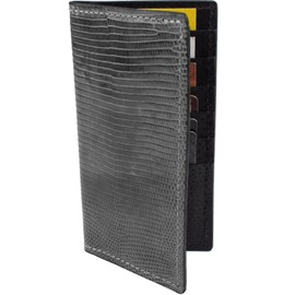 Genuine Tegu Lizard Checkbook Leather Rodeo Wallet (Gray)