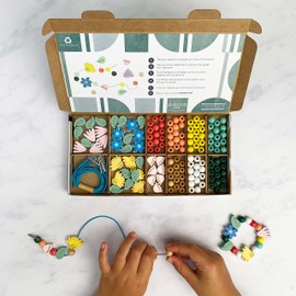 COTTON TWIST Kids Wildflower Bracelet Making Craft Kit - Children Creative Beading Jewellery Designing Play Set - Suitable for 3-8 Years