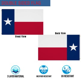 Mosprovie Texas Flag Double Sided 2x3 Outdoor- Heavy Duty 3ply Texas State Flag Super Durable 2 Rows Stitched Edge Canvas Header with 2 Brass Grommets