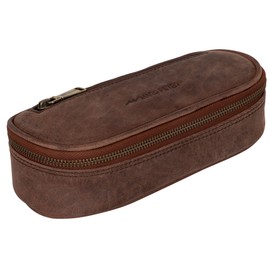 Marc Peter® Vintage Leather Pencil Case with YKK Zip, Pencil Case for Pens, Pencil Case for Boys and Girls, brown, pencil case