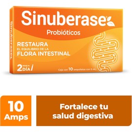 Sinuberase Probióticos en Suspensión 2 Billones de UFC 10 Ampolletas. Restaura el Equilibrio de la Flora Intestinal Alterado por Diarrea o Uso de Antiobióticos