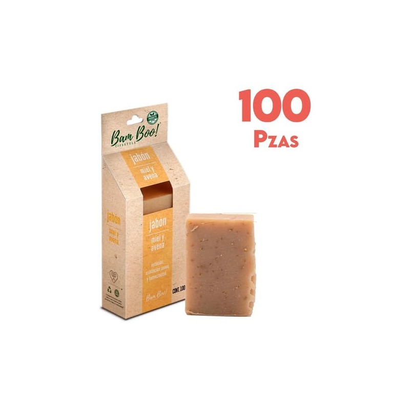 100 Pack Jabón Artesanal Natural Miel Avena 100 G Bam