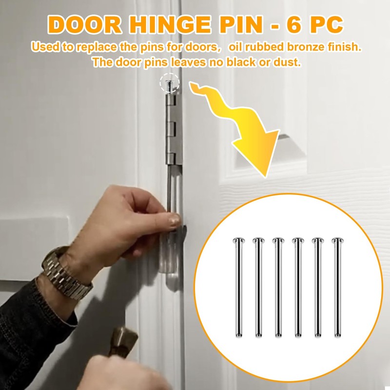 6 Pieces of 3.5-inch Indoor Door Hinge pins Replacement, Suitable