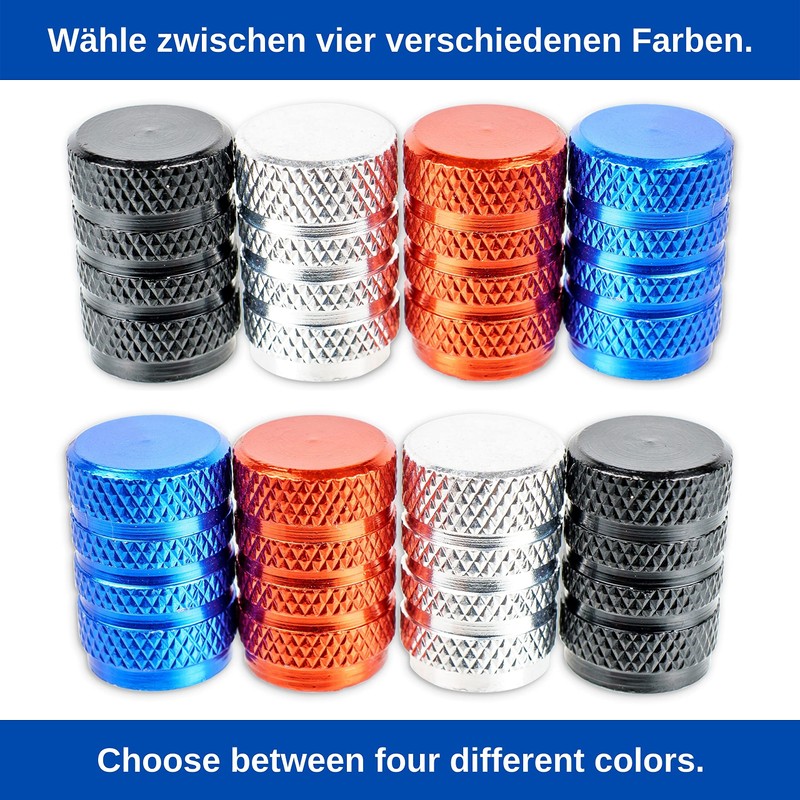 8 Pcs Red Aluminium Valve Caps for Car Schrader Valves