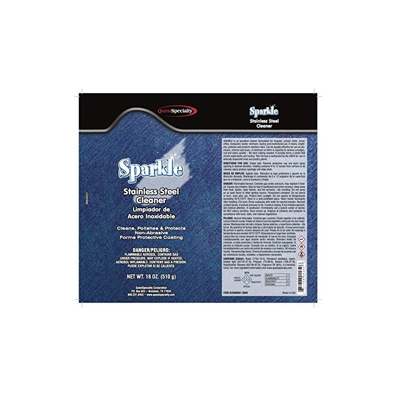 Quest Specialty SPARKLE Stainless Steel Cleaner, 20 oz. can, 1
