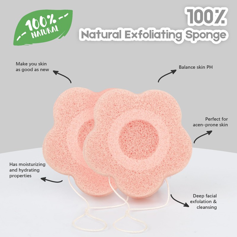 Wokelai Konjac Flower Shape Deep Cleansing Gentle Exfoliating Facial Sponge