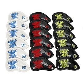 Iron Cover Golf Wedge Cover Head Cover Golf 6 Pack Robot Skull Red Blue Green (Red)