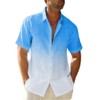 Mens Gradient Linen Shirts Casual Button Down Short Sleeve Beach