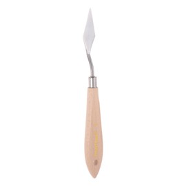 sourcing map No.5 Painting Palette Knife Stainless Steel Pointy Spatula Pallet Knife with Beech Wood Handle for Oil Acrylic Paint Canvas Mixing Spreading