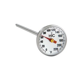 HIC Kitchen Roasting Instant-Read Meat Thermometer, Stainless Steel, Shatterproof Face, Protective Cover with Temperature Chart