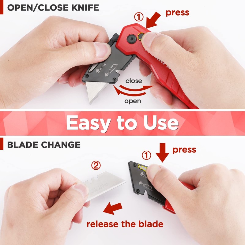 WORKPRO Folding Utility Knife, Quick Change Box Cutter, Razor Knife