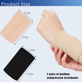 Naturahand 2 Pairs Wrist Wraps for Men & Women Compression Wrist Brace Wrist Sleeve Elastic Wrist Widget Bands Supports for Carpal Tunnel Tattoo Cover Up(Medium Size)