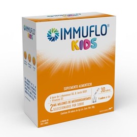 IMMU-FLO® KIDS Suplemento Alimenticio a base de L. rhamnosus GG, B. lactis BS01 + Vitamina D3 regulador del sistema inmune y ayuda a previenir alergia