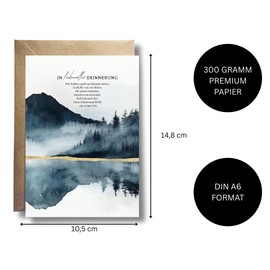 WBdesignz Karte mit Umschlag - Ewiger Ort Blau Gold Trauerkarte