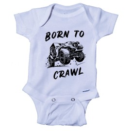 Ink Trendz Born to Crawl 4x4 Off Road Mudding Truck Baby One-Piece Bodysuit (Black 3-6 Months)