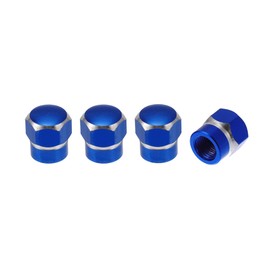 HEROFFIX 4 Pcs Decorative Tire Valve Stem Caps 14.3mm Tyre Valve Dust Covers for Most Cars Truck Blue Aluminum Alloy