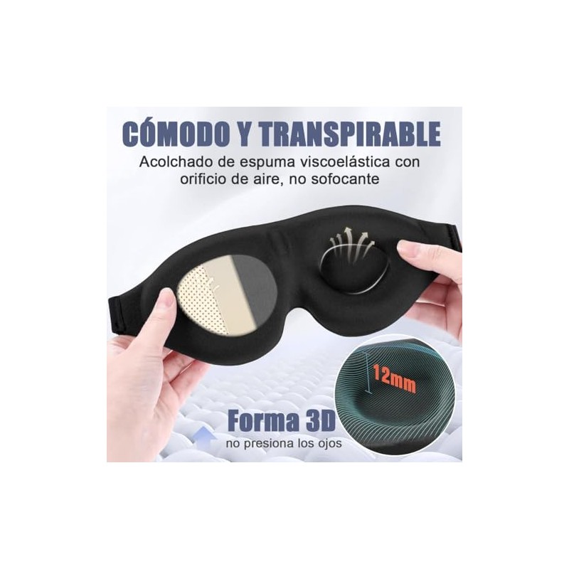 Kit 2pzs Antifaz para Dormir y 2 Pares Tapones Auditivos