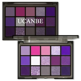 UCANBE Paleta de Maquillaje de Sombra de Ojos Morada, 15 Colores Oscuros Smokey Shimmer Mate Metálico Brillo Paleta de Sombra de Ojos, Violeta...     