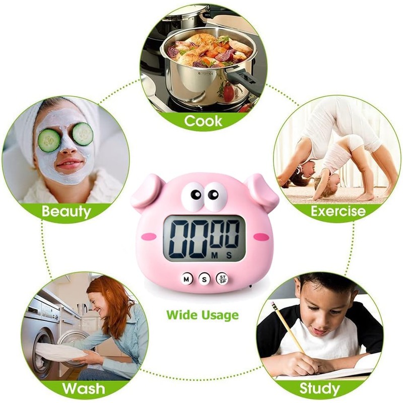 Kids Timer,Cute Count Down & Up Timer,LCD Display for Study