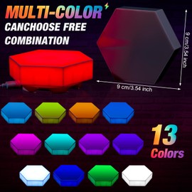 VIHOSE 24 Pcs Hexagon Touch Lights, Smart LED Hexagon Wall Lights with Remote,13 Colors Sensitive DIY Modular Assembled RGB Wall Panels Light with USB-Power for Autism Gift Game Room Party Decor