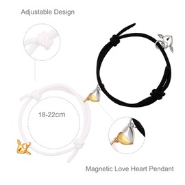 Couple Bracelets,2 PCS Relationship Bracelet Magnetic Couple bracelets Couple Gifts for Boyfriend Girlfriend Him Her Lover,Mutual Matching Couple Bracelets (gold&silver)