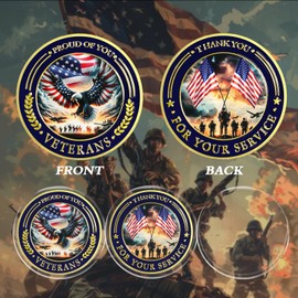 CHURYUML Military Veterans Challenge Coins Proud of You Veterans Military Commemorative Gifts for Men Women Army Soldiers Thank You for Your Service Veterans Day Gifts