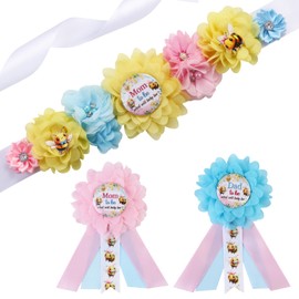 Cheerupp Bee Gender Reveal Maternity Sash Kit, What Will Baby Bee Baby Shower Belly Belt and Mom to Be Dad to Be Corsage Pins, New Parents Pregnancy Announcement Photo Props Party Supplies