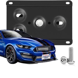 Steel No-Drill Front Bumper License Plate Bracket – Anti-Theft Tow Hook Mount fits for 2015-2023 Ford Mustang,Front Bumper Relocator with Rust-Resistant Coating