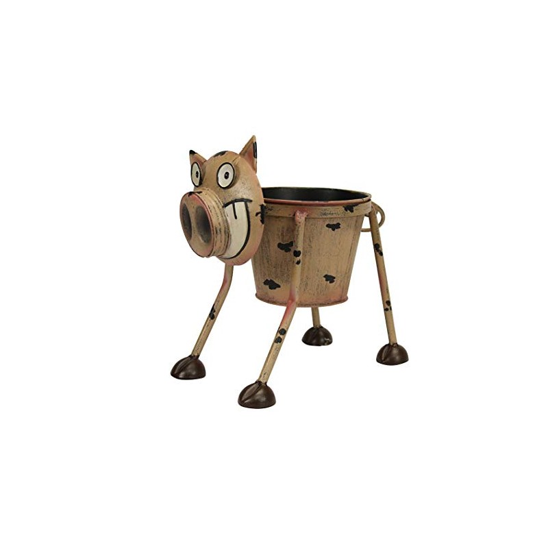 Primus® Quirky Metal Hand Painted Goofy Pig Planter for Indoor