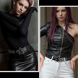 MILAKOO Punk Leather Waist Belt for Women Vintage Accessories for Hippie Skateboarding Enthusiasts, I