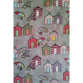 GlamLondon Beach Huts Print Scarf Womens Holiday Sun Summer Fashion Light Large Wrap (Grey)