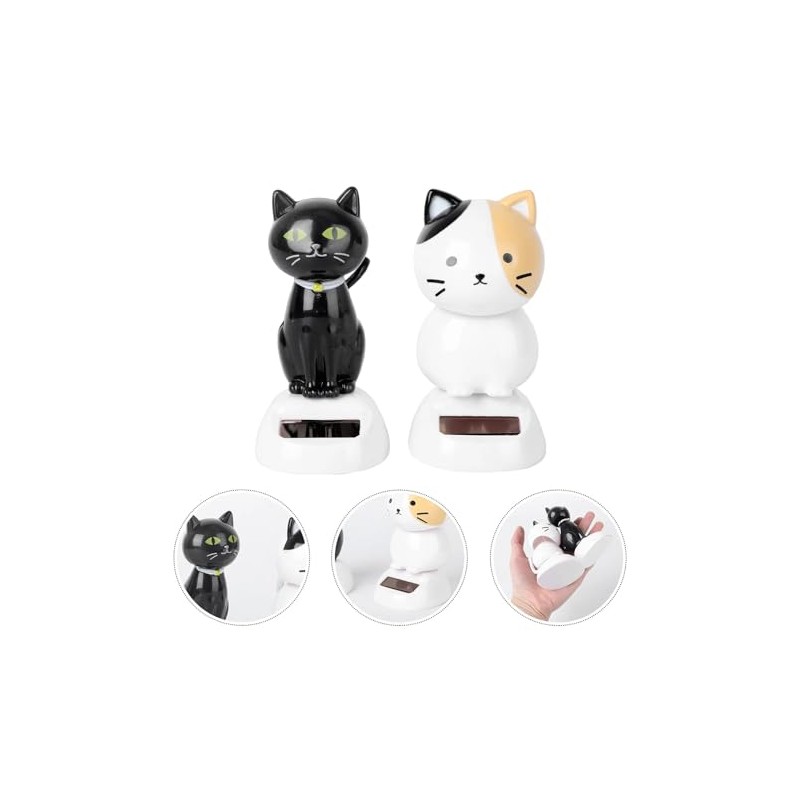 Solar Wobble Figures, Solar Dancing Cat, Bobble Head Cat Ornaments,