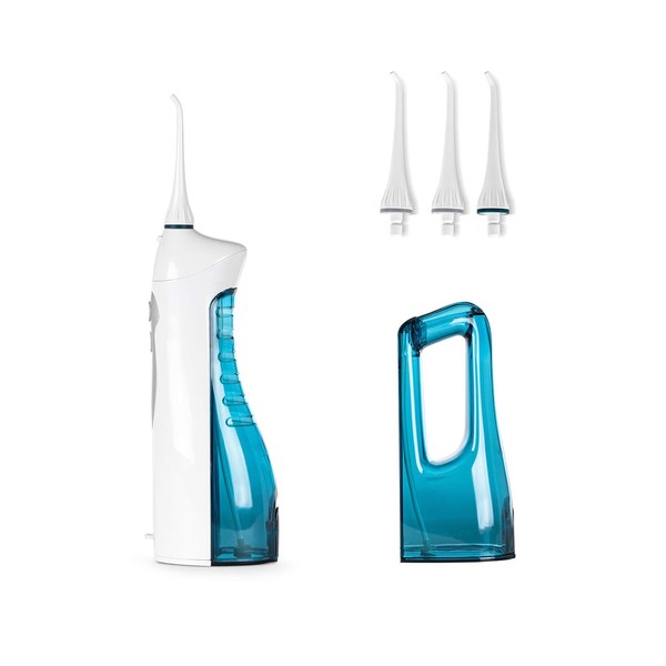 ToiletTree Products Poseidon Oral Irrigator Cordless & Portable Water Flosser with Standard Tank, Expanded Capacity Tank, and 4 Replacement Tips, Bright White