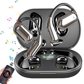 SPOTFISH Open Ear Headphones Bluetooth 5.4, Air Conduction Wireless Earbuds,Earbuds with Earhooks,14.2mm Enhanced Bass, Earphones Clear Call, 48H Playback Time Sports and Running Office and Leisure