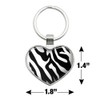 Zebra Print Black White Keychain Heart Love Metal Key Chain