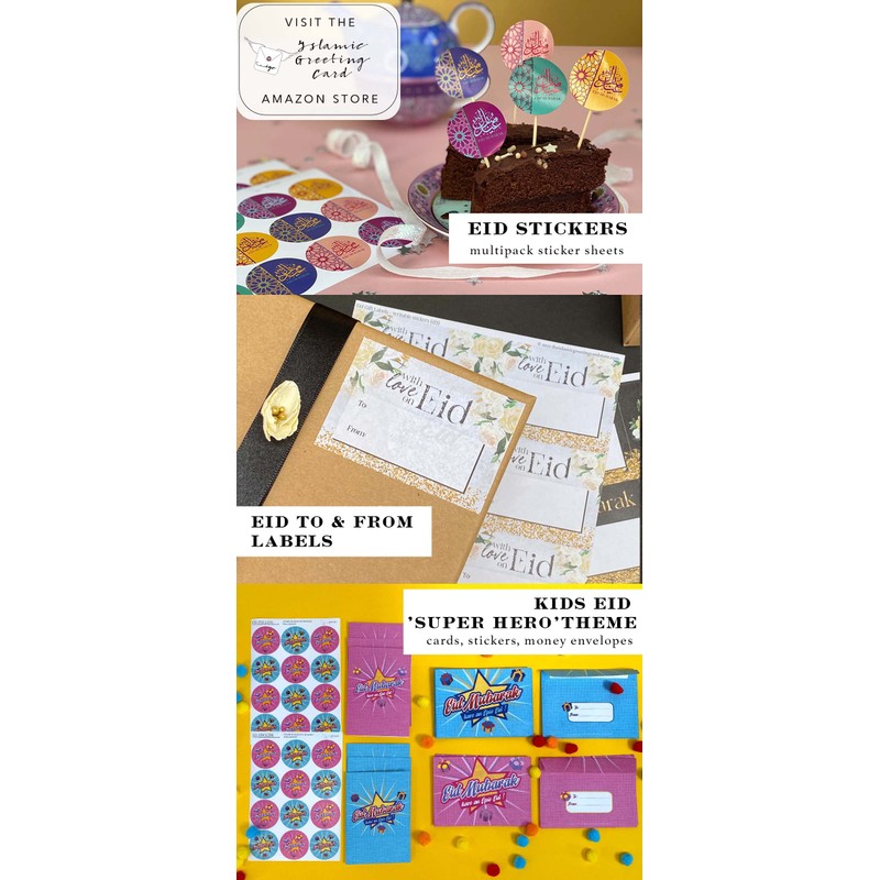 Eid Cards for Kids, Eid Mubarak Cards 6 Multi-pack Eid