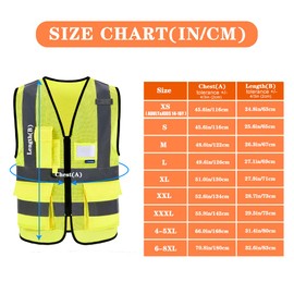 AYKRM 21 Colours Safety Vest Reflective Safety Vest with Reflective Strips with Zip and Pockets Work Vest, Yellow mesh