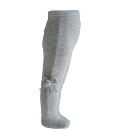 Mini Mart Online Limited Infants Girls Cotton Rich Tights with Ribbon Bow/Pom Pom Nb/24 Months Grey